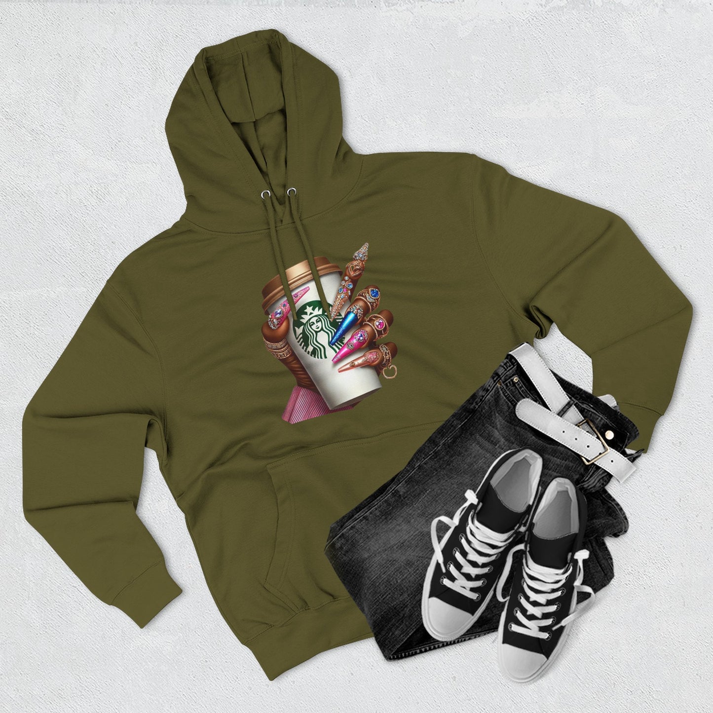 Artistic Coffee Lover's Fleece Hoodie
