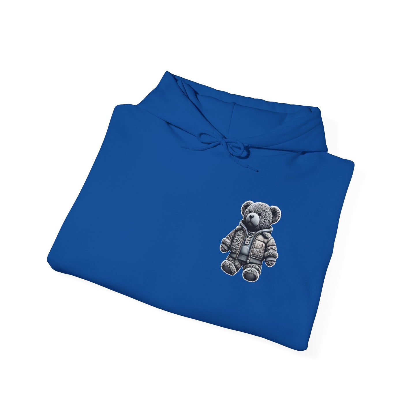 Teddy Bear Graphic Hoodie — Cozy Streetwear Pullover with Patch Detail