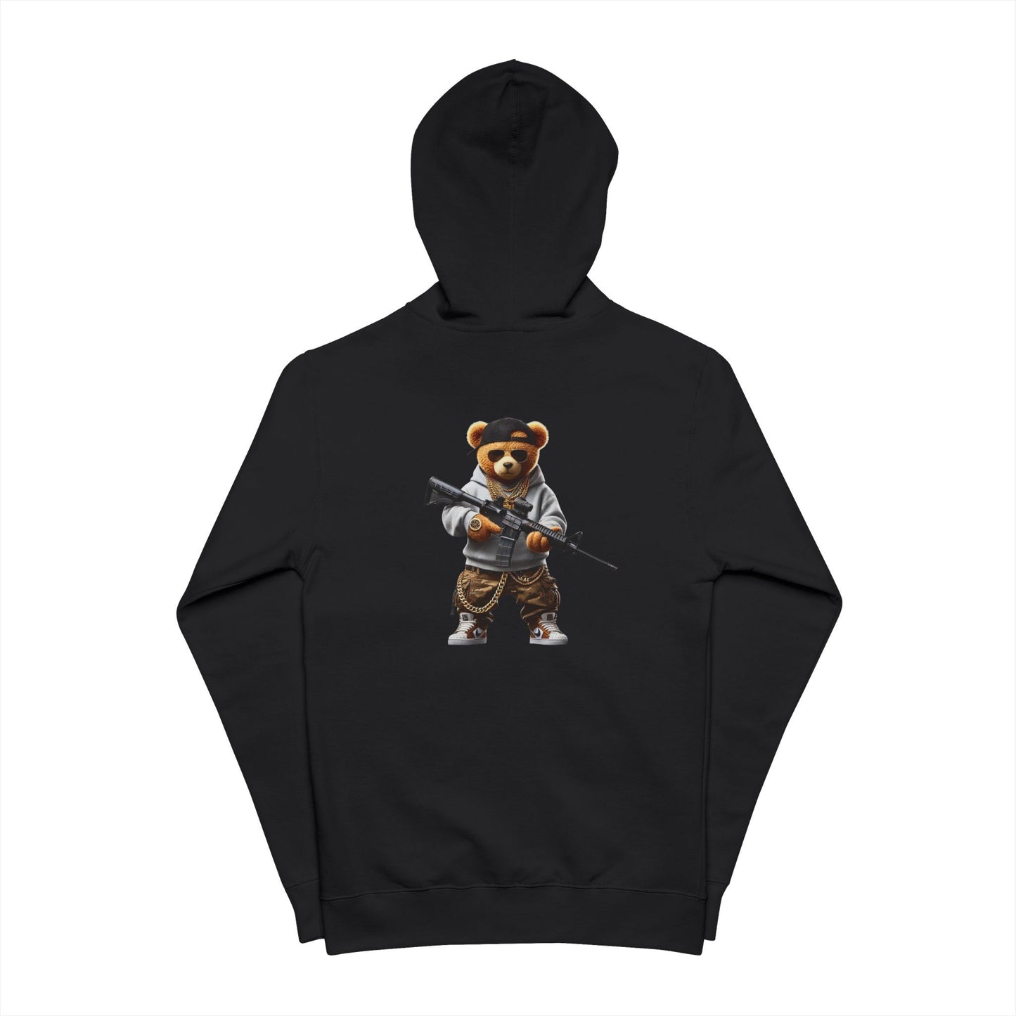 Trendy Unisex Fleece Zip Up Hoodie with Cool Bear Design, Casual Wear, Gift for Friends, Cozy Outfit, Streetwear Fashion