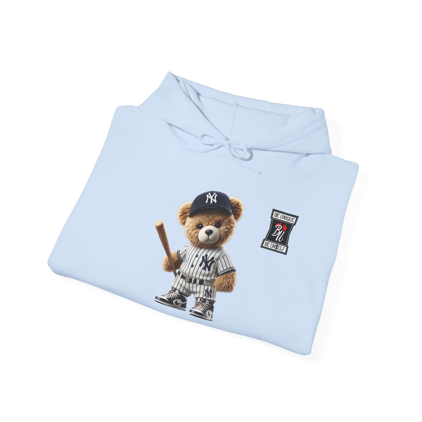 Baseball Teddy Hoodie — Cute Batting Bear Pullover for Fans