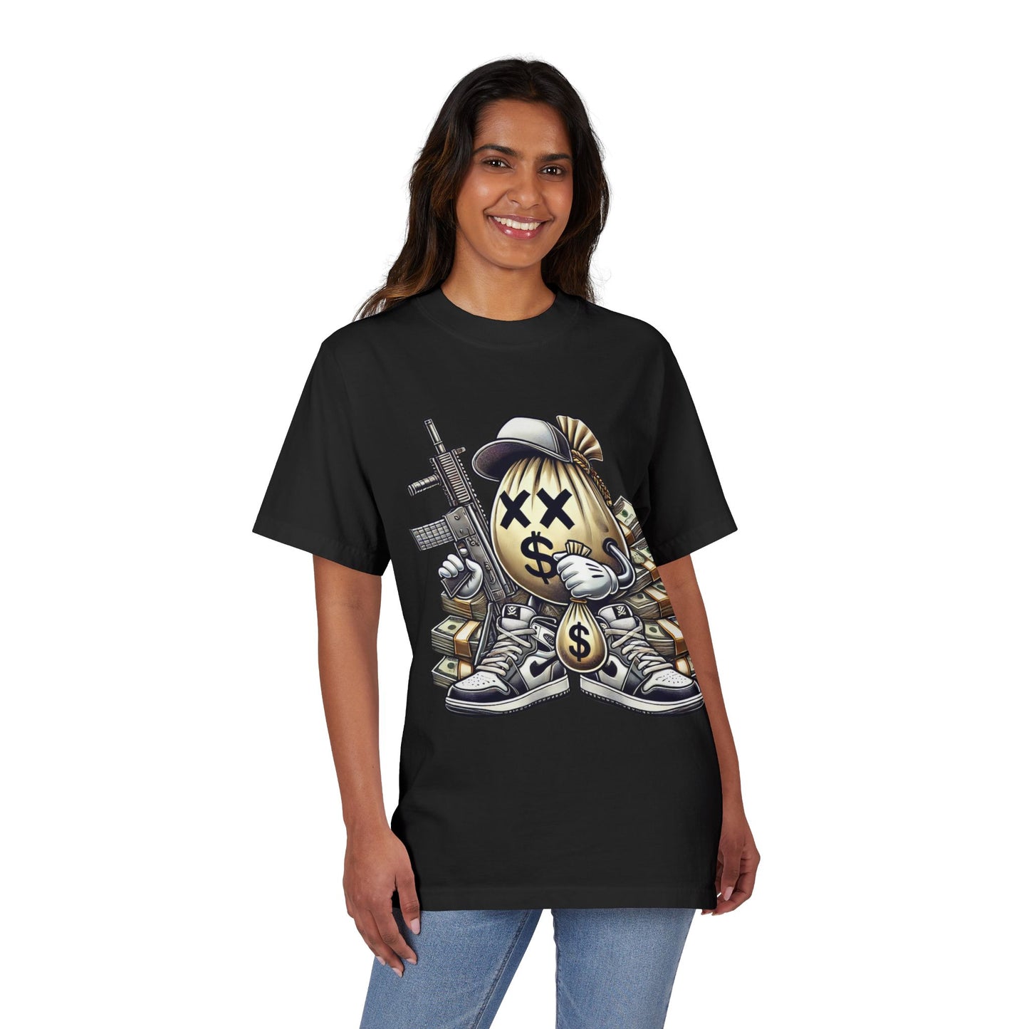 Streetwear Graphic Tee with Money Design, Unisex Casual Shirt, Perfect Gift for Gift for Hustlers, Stylish Relaxed Fit, Trendy Apparel