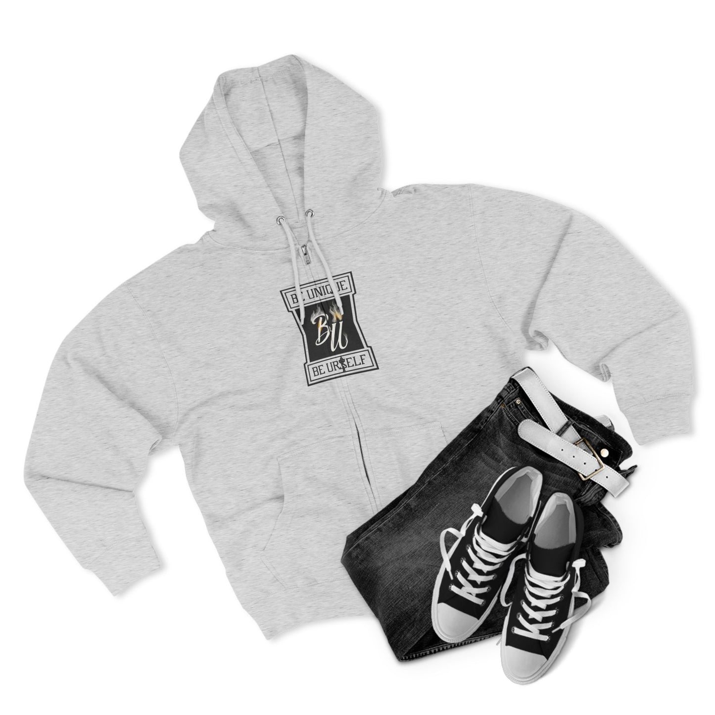 Inspirational Unisex Zip Hoodie - ‘Be Bold, Be Yourself’ - Trendy Graphic Hoodie, Cozy Casual Wear, Unique Gift for Her, Fashion Statement