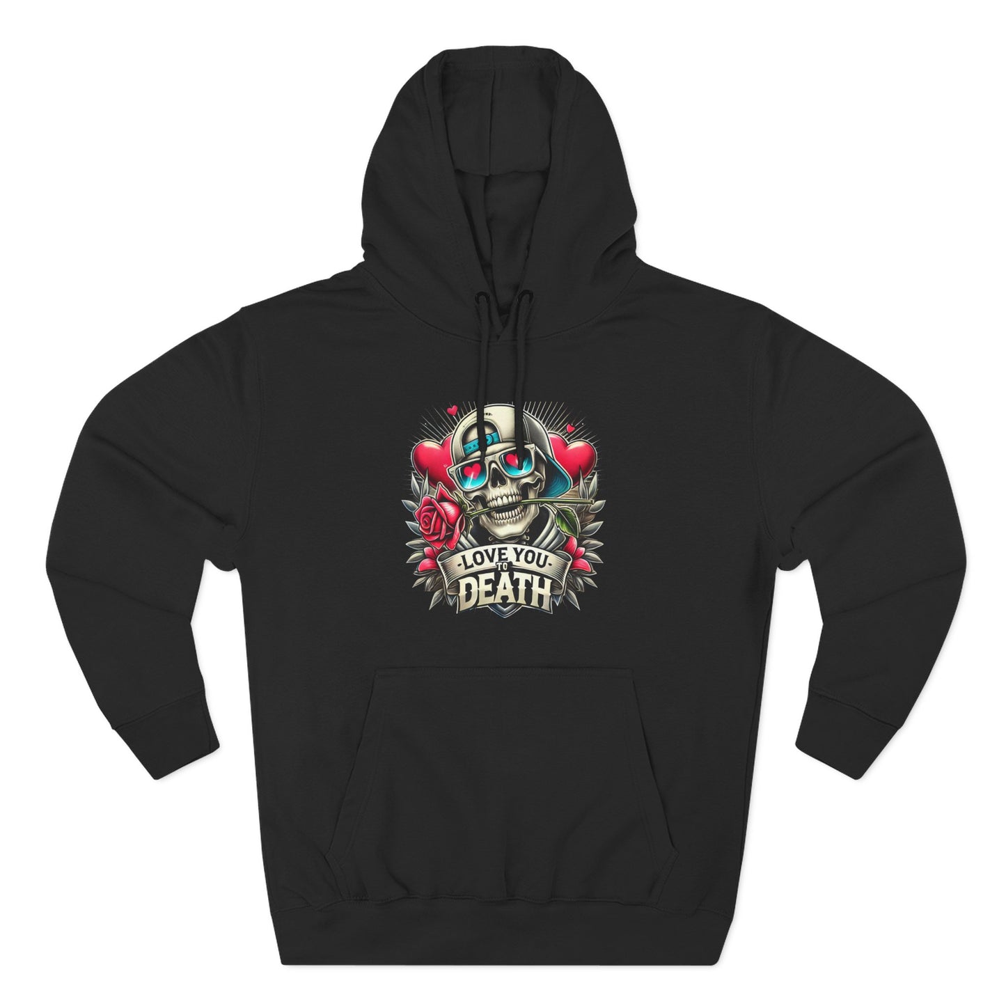 Gothic Love Death Hoodie - Three-Panel Fleece Sweatshirt