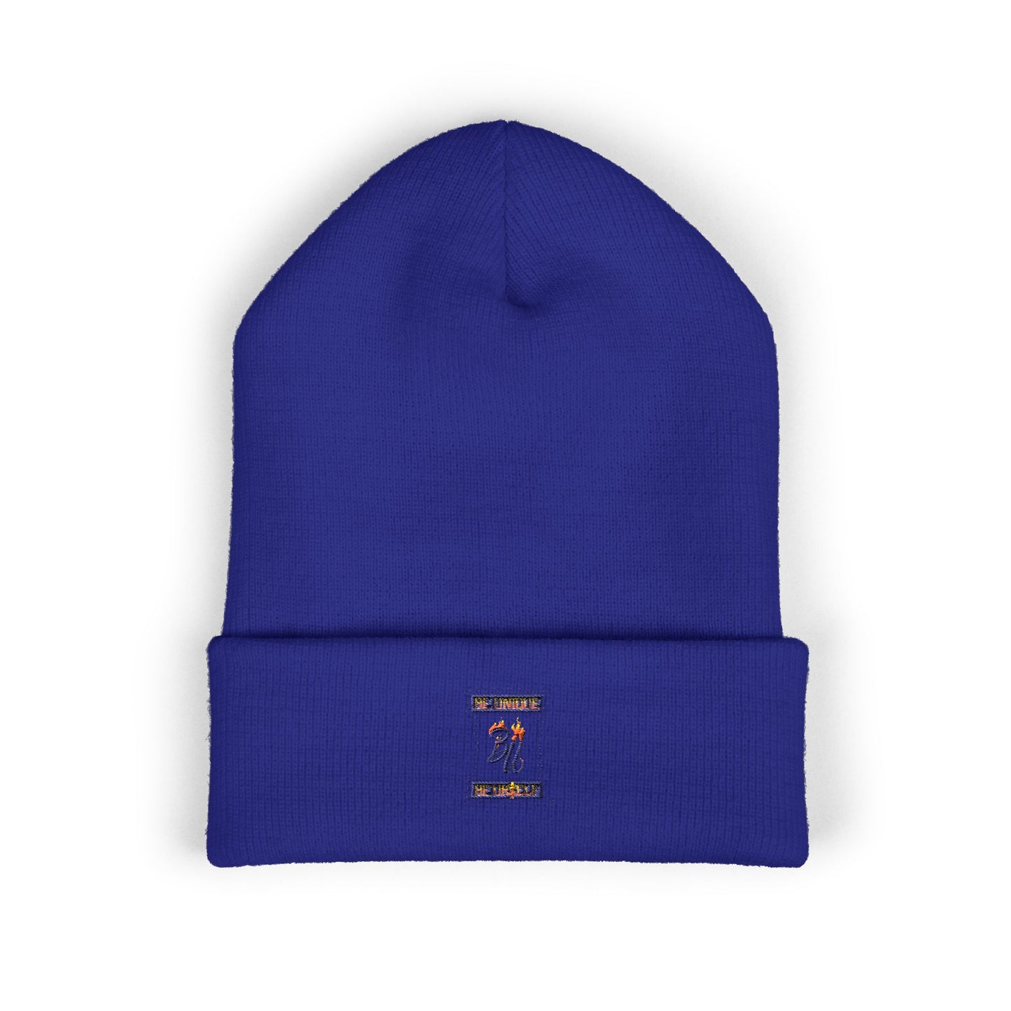 Classic Cuffed Beanie with Bold Embroidery, Cozy Winter Hat, Stylish Knit Cap, Perfect Gift for Her, Unisex Beanie