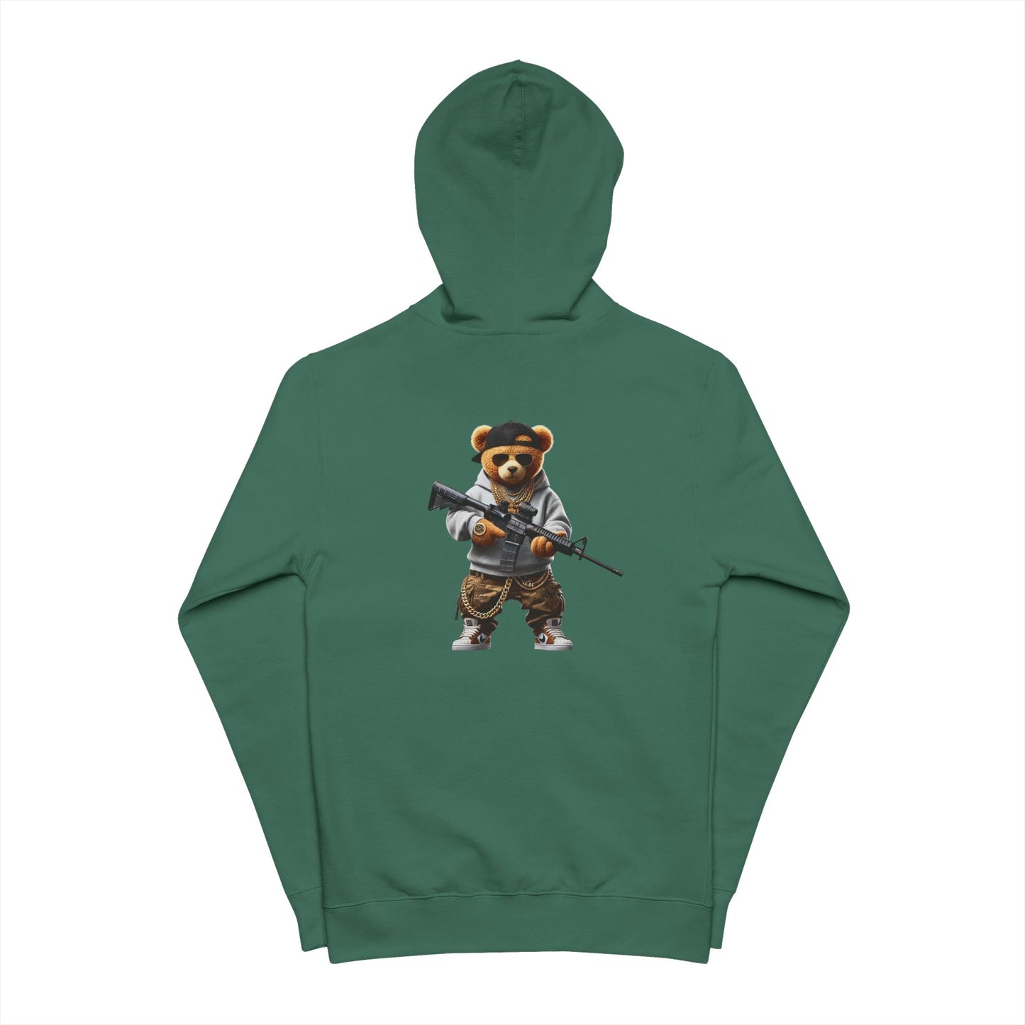 Trendy Unisex Fleece Zip Up Hoodie with Cool Bear Design, Casual Wear, Gift for Friends, Cozy Outfit, Streetwear Fashion