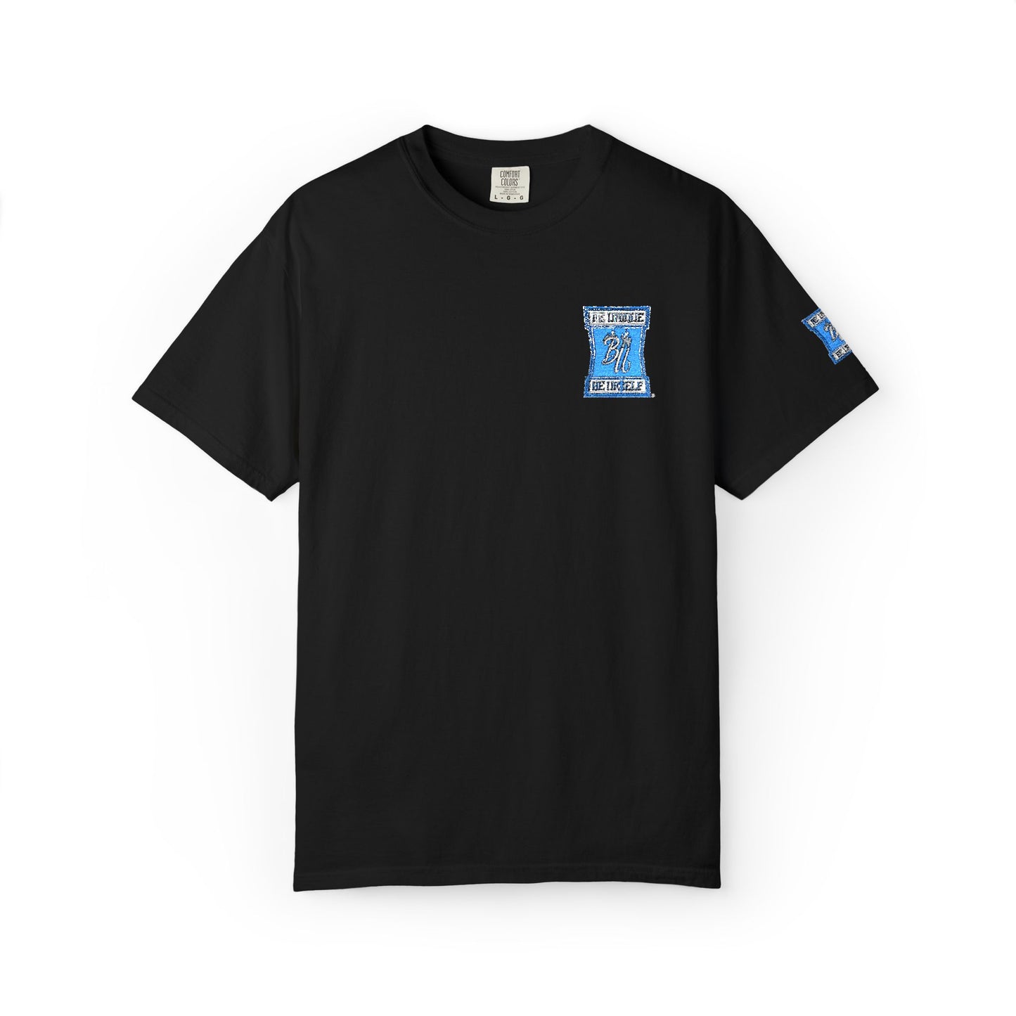 Blue Floral Bear Graphic T-Shirt — Chest & Sleeve Print