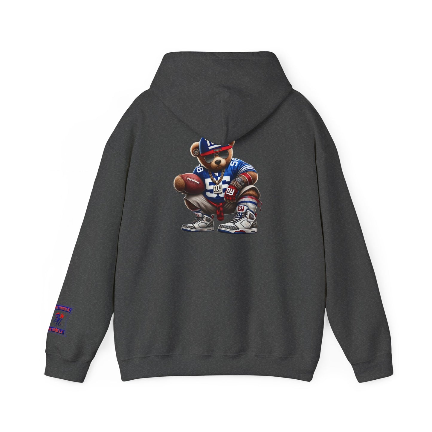 Football Bear Hoodie — Retro NYG Football Player Graphic Sweatshirt