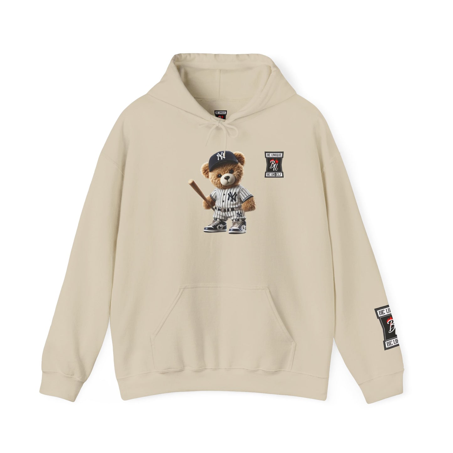 Baseball Teddy Hoodie — Cute Batting Bear Pullover for Fans