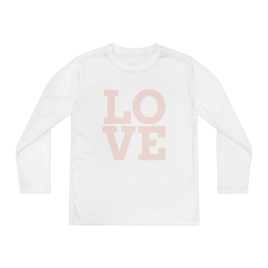 Youth Long Sleeve Love Competitor Tee | Cute Kids Shirt, Gift for Teens, Unique Style Tee, Birthday Present, Be Yourself Wear