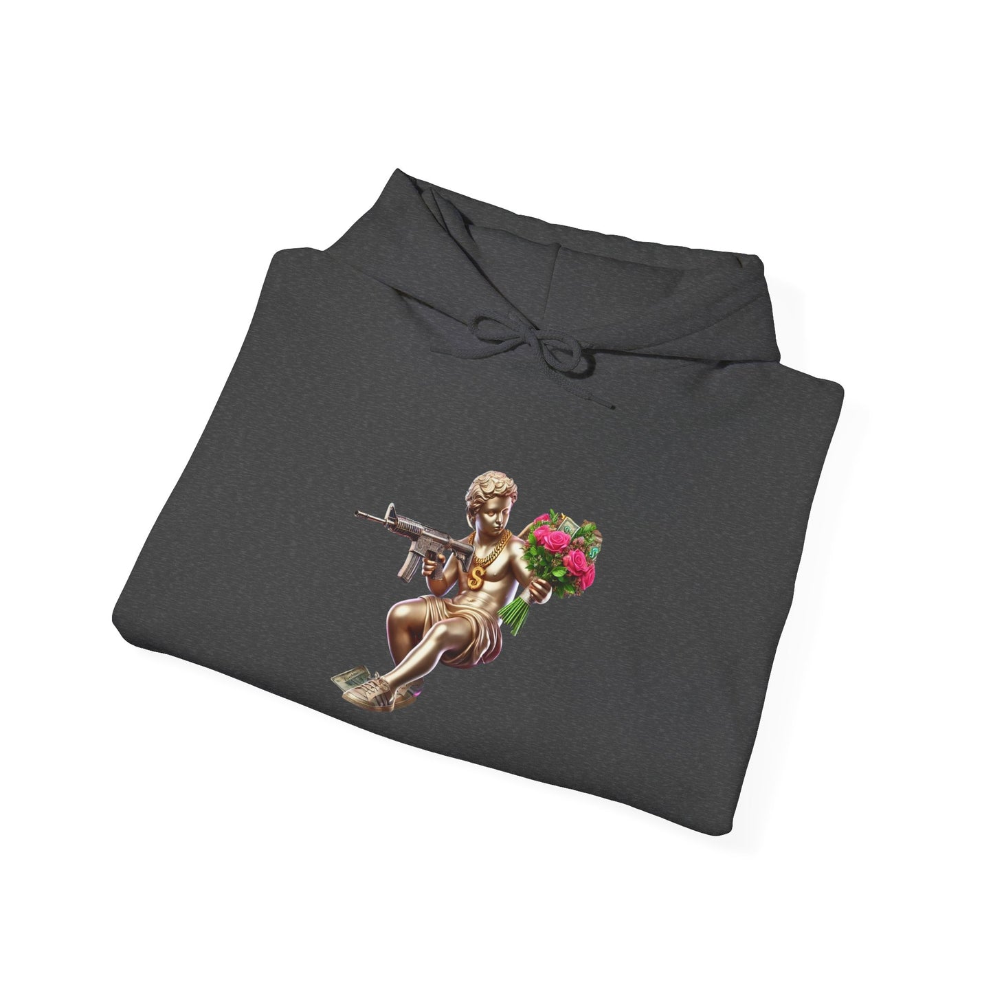 Hoodie — Cherub with Roses Design, 'Be True, Be Yourself' Inspirational Streetwear