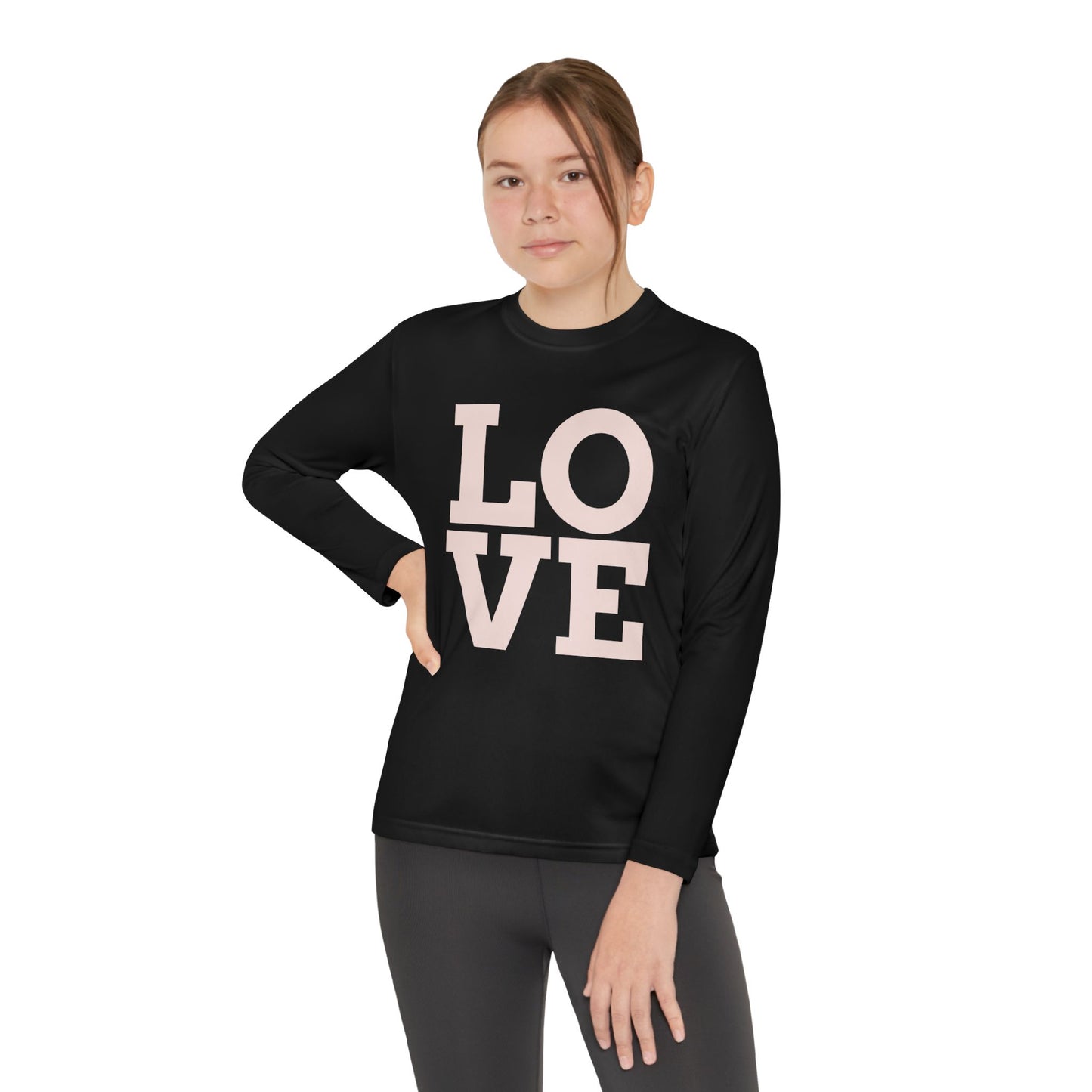 Youth Long Sleeve Love Competitor Tee | Cute Kids Shirt, Gift for Teens, Unique Style Tee, Birthday Present, Be Yourself Wear