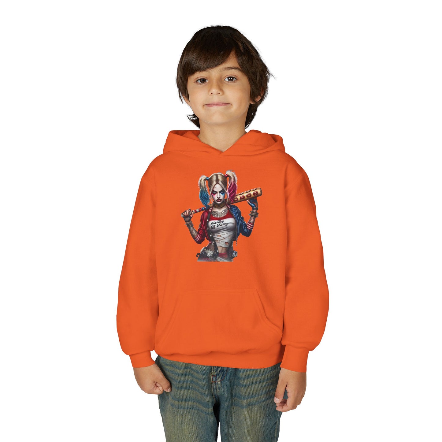 Harley Quinn Inspired Youth Hoodie, Be Unique Be Yourself Sweatshirt, Comic-Con Apparel, Kids Gift, Movie Fan Hoodie