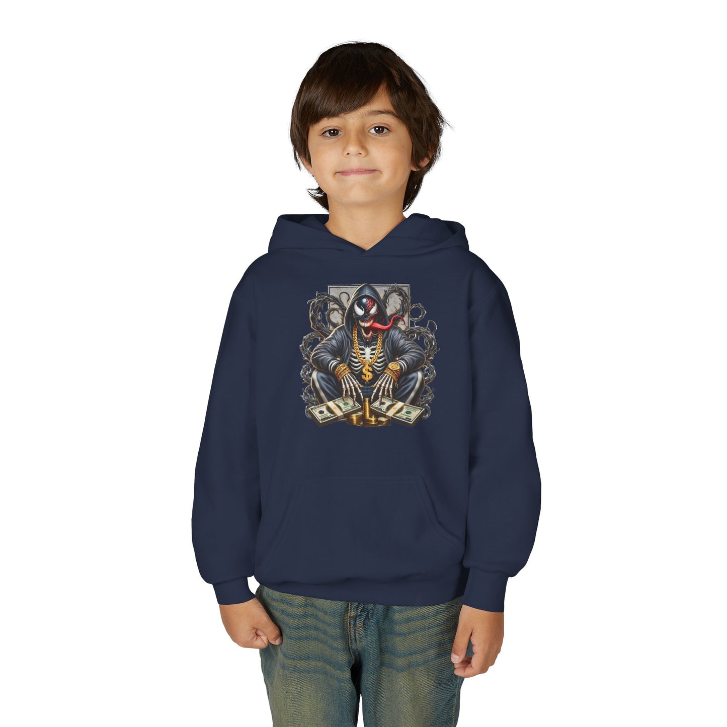 Youth Hoodie — Be Unique Be Urself Graphic Hoodie with Octopus Skull Design