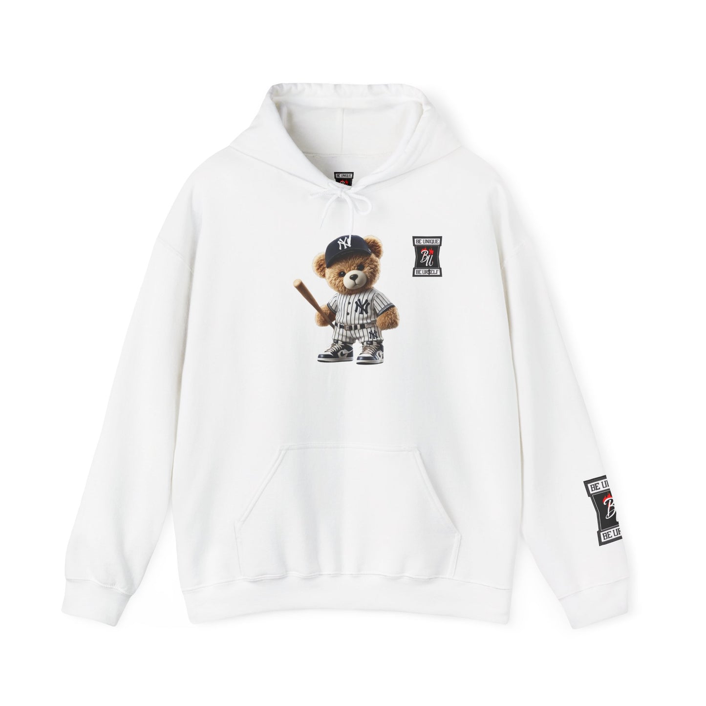 Baseball Teddy Hoodie — Cute Batting Bear Pullover for Fans