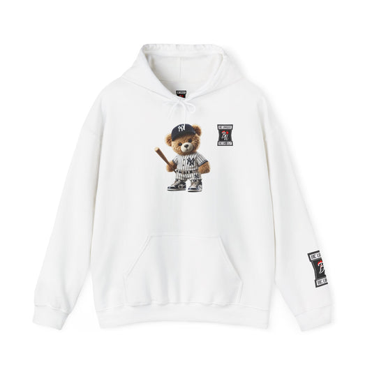 Baseball Teddy Hoodie — Cute Batting Bear Pullover for Fans