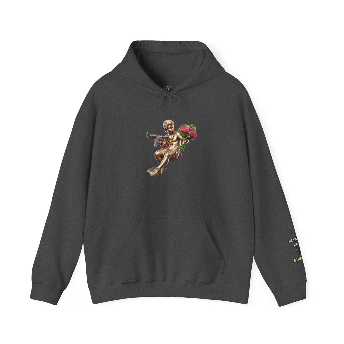 Hoodie — Cherub with Roses Design, 'Be True, Be Yourself' Inspirational Streetwear