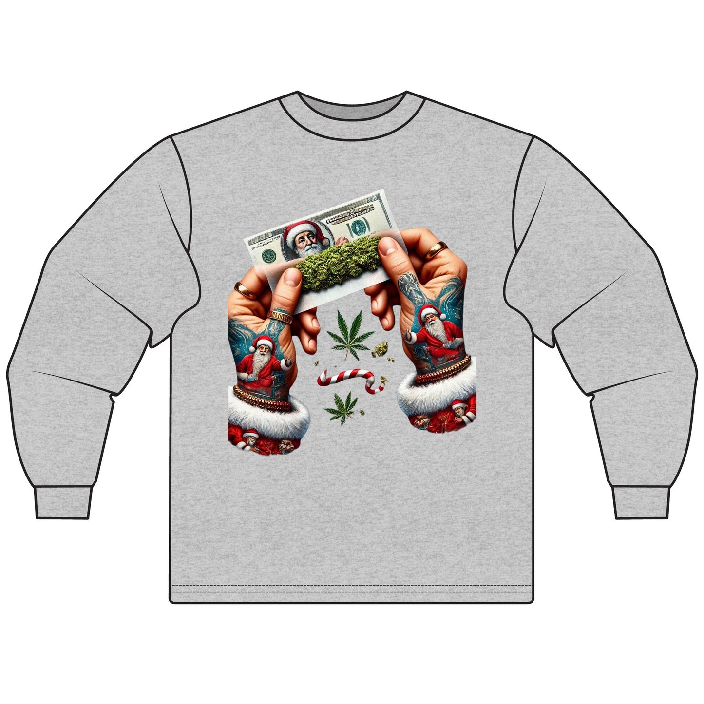 Holiday Vibes Unisex Long Sleeve T-Shirt, Christmas Gift, Cannabis Lover Shirt, Unique Holiday Apparel, Festive Tee, Unisex Tee