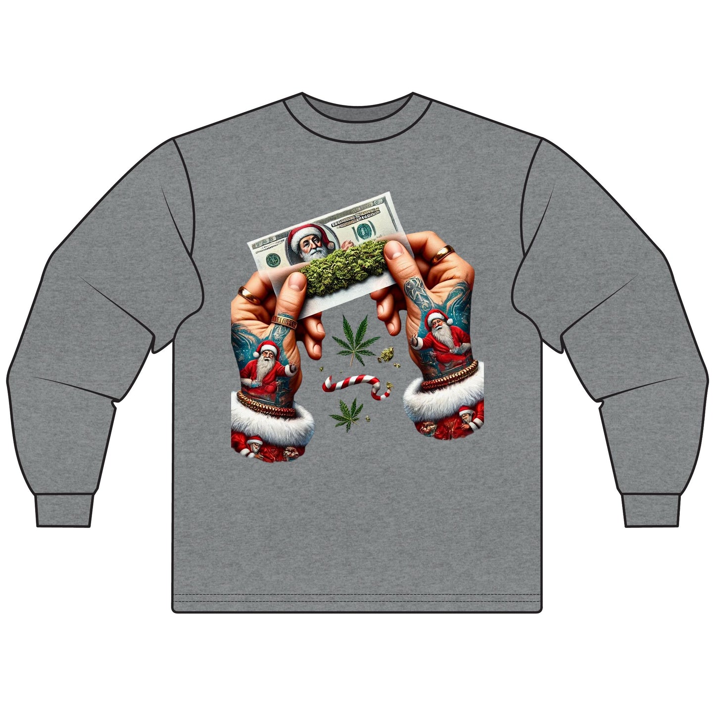 Holiday Vibes Unisex Long Sleeve T-Shirt, Christmas Gift, Cannabis Lover Shirt, Unique Holiday Apparel, Festive Tee, Unisex Tee