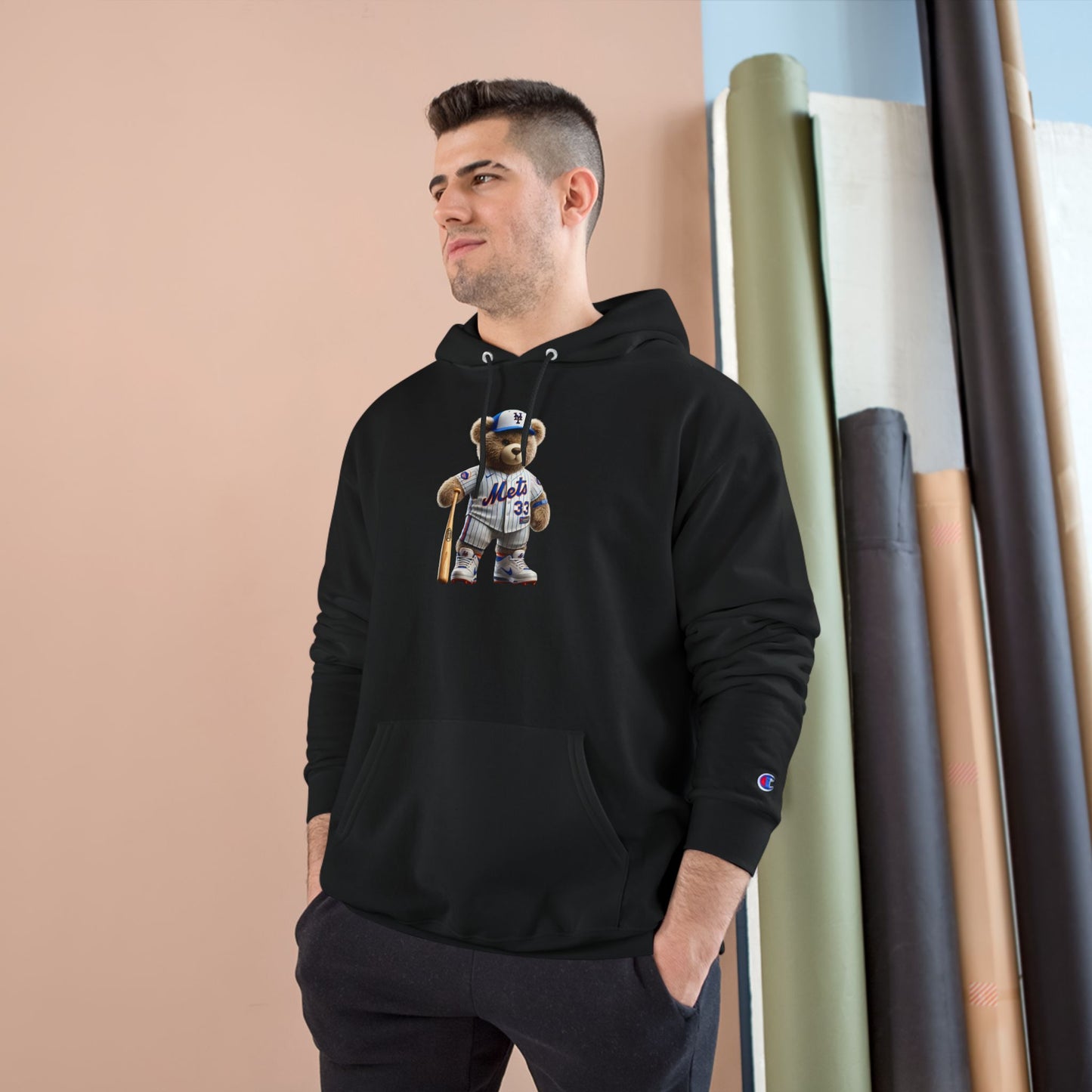 Cute Sports Bear Hoodie, Cozy Sweatshirt, Gift for Sports Fans, Casual Wear, Unisex Champion Hoodie, Birthday Present, Animal Lover Apparel