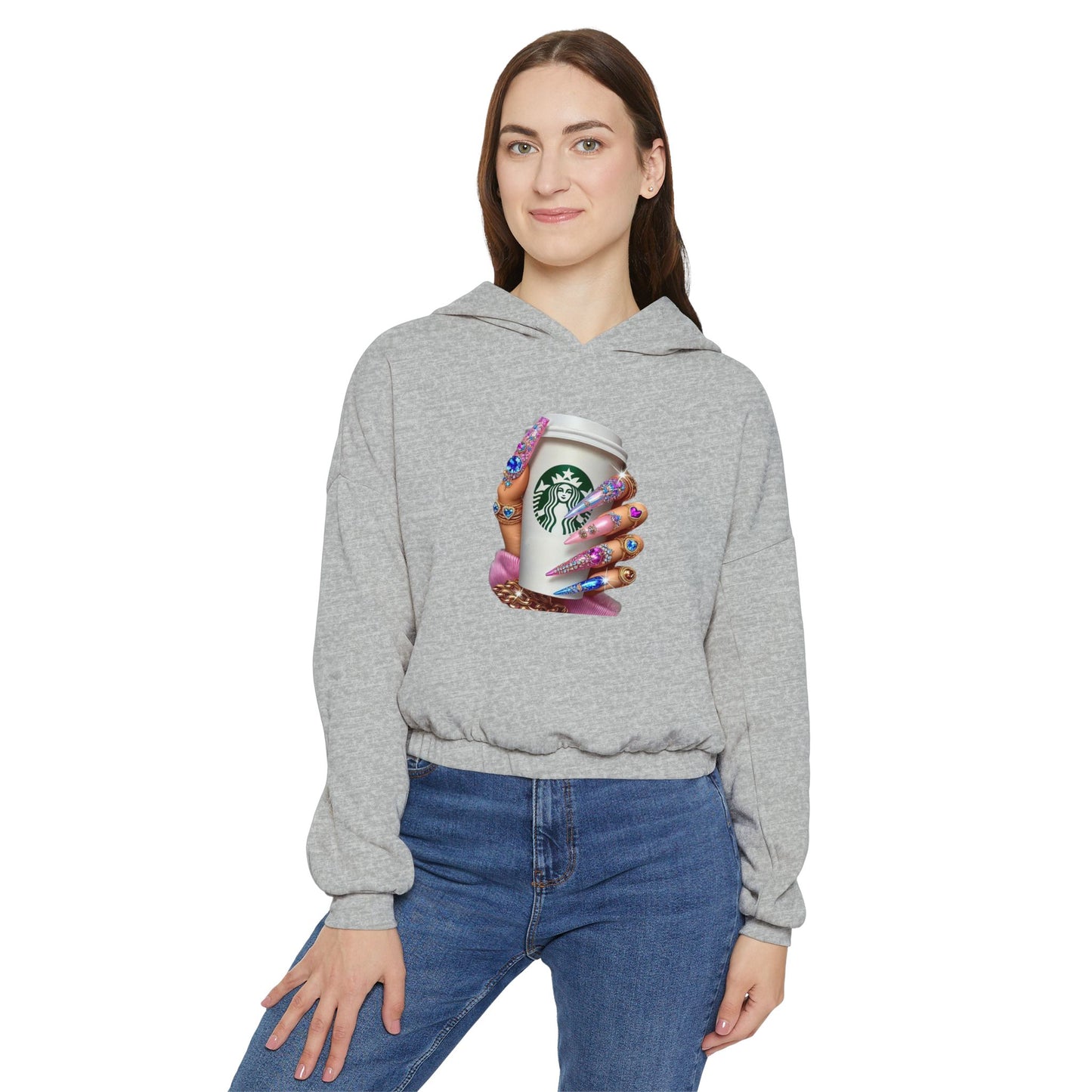 Stylish Women's Cinched Bottom Hoodie, Trendy Casual Wear, Perfect for Coffee Lovers, Unique Gift for Her, Fall Fashion Essential, [...]