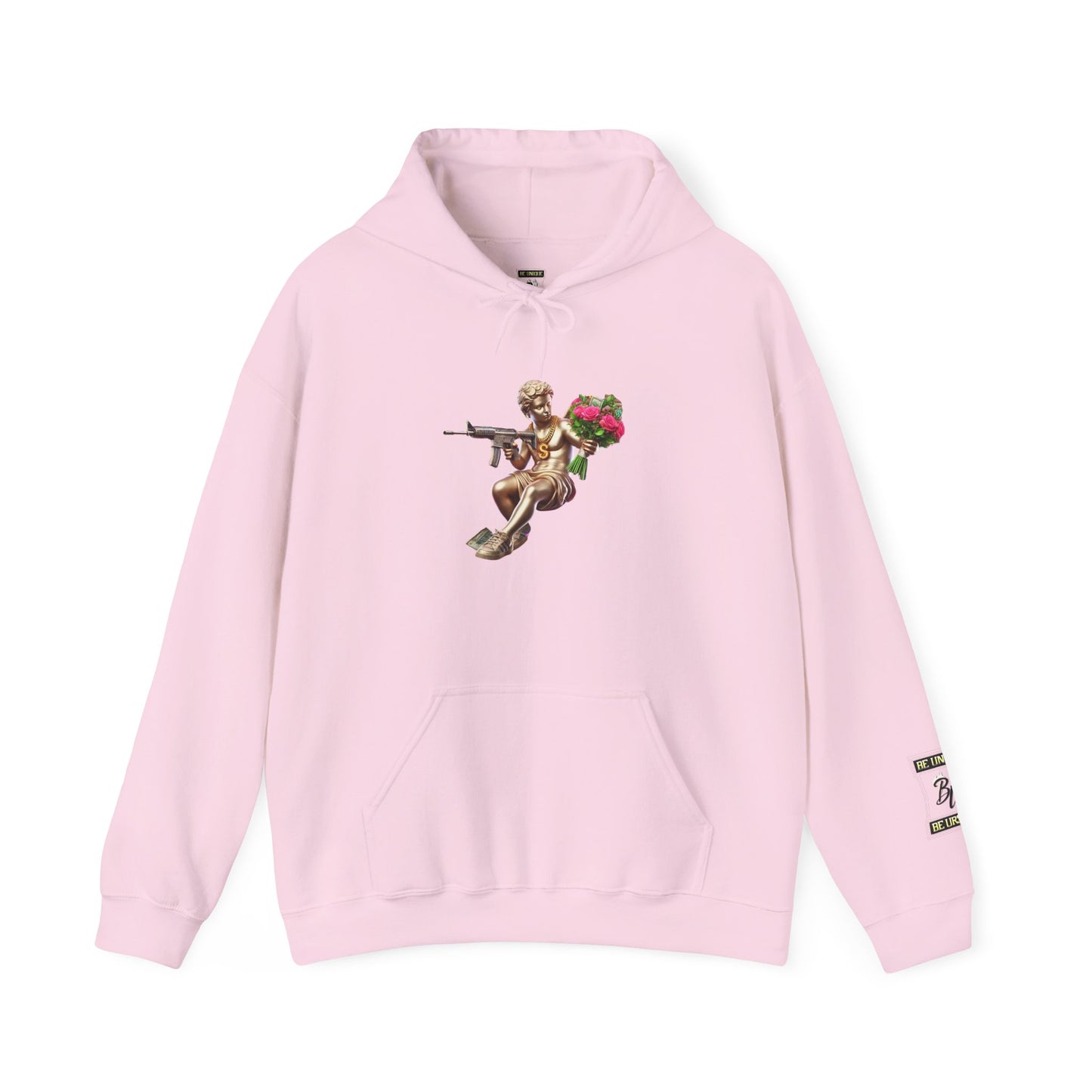 Hoodie — Cherub with Roses Design, 'Be True, Be Yourself' Inspirational Streetwear