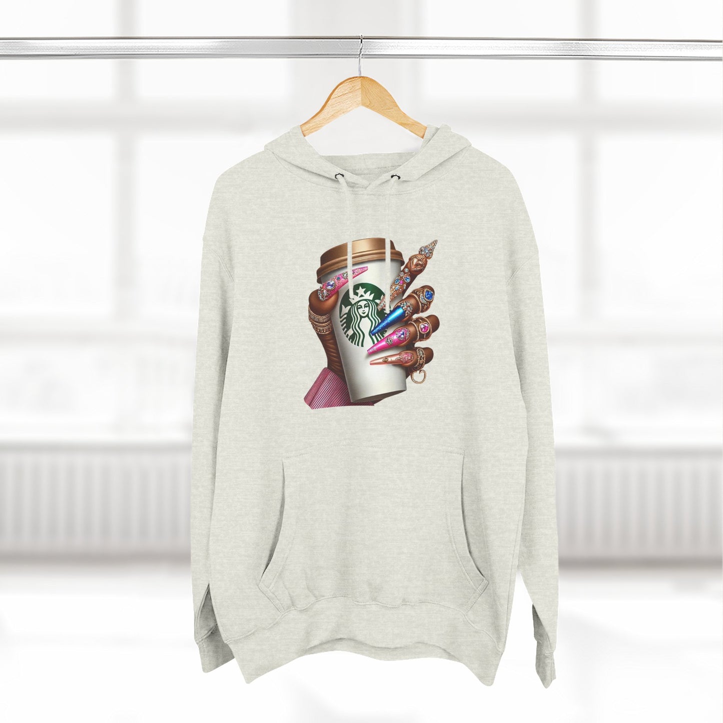 Artistic Coffee Lover's Fleece Hoodie