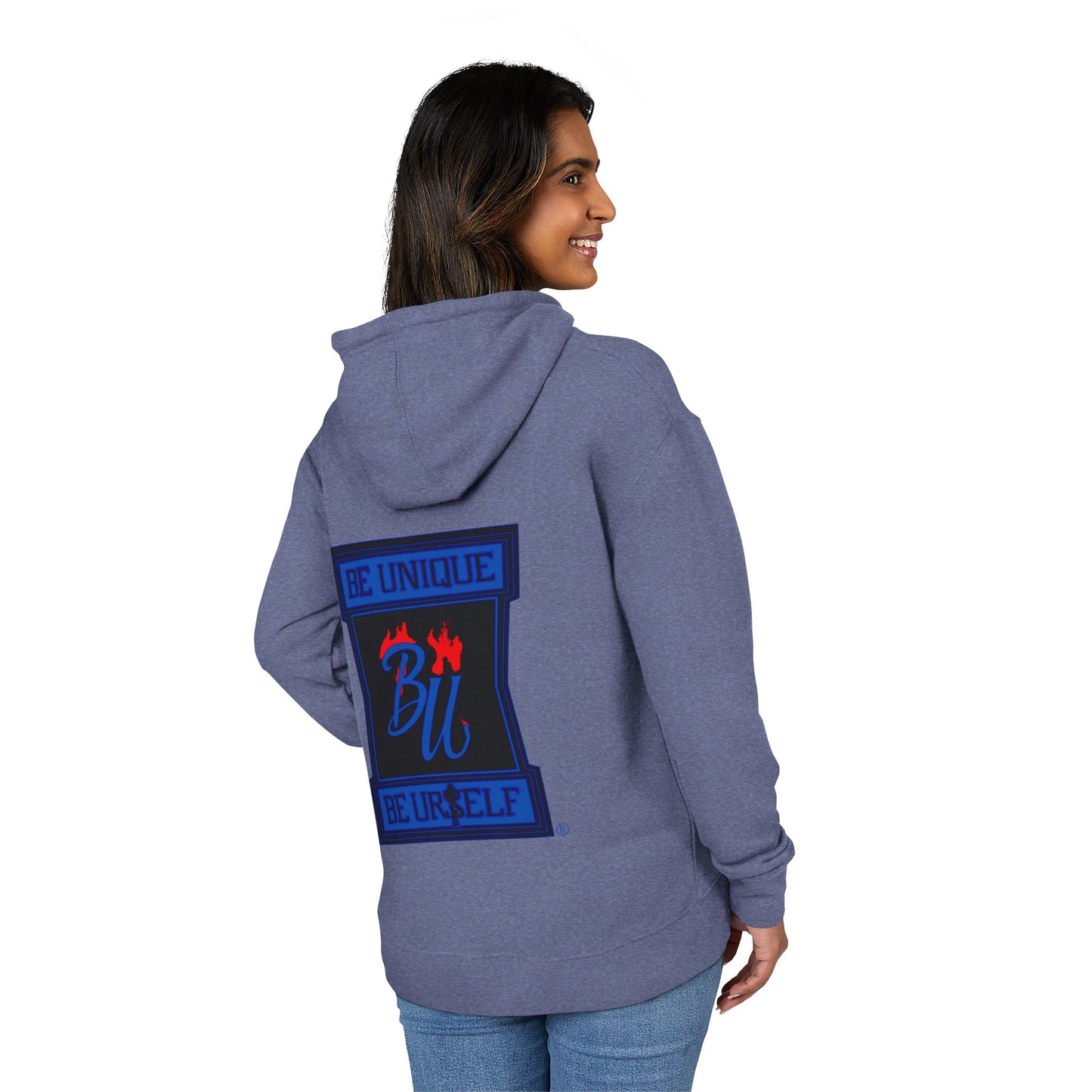 Hoodie — Be Unique Be Urself Blue Flame Graphic Hooded Sweatshirt