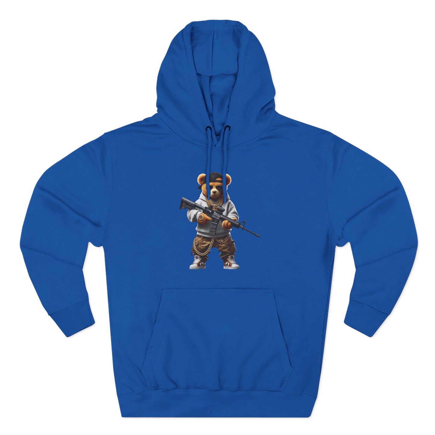 Be Unique Be Urself Hoodie — Cute Bear Soldier Graphic Fleece Pullover