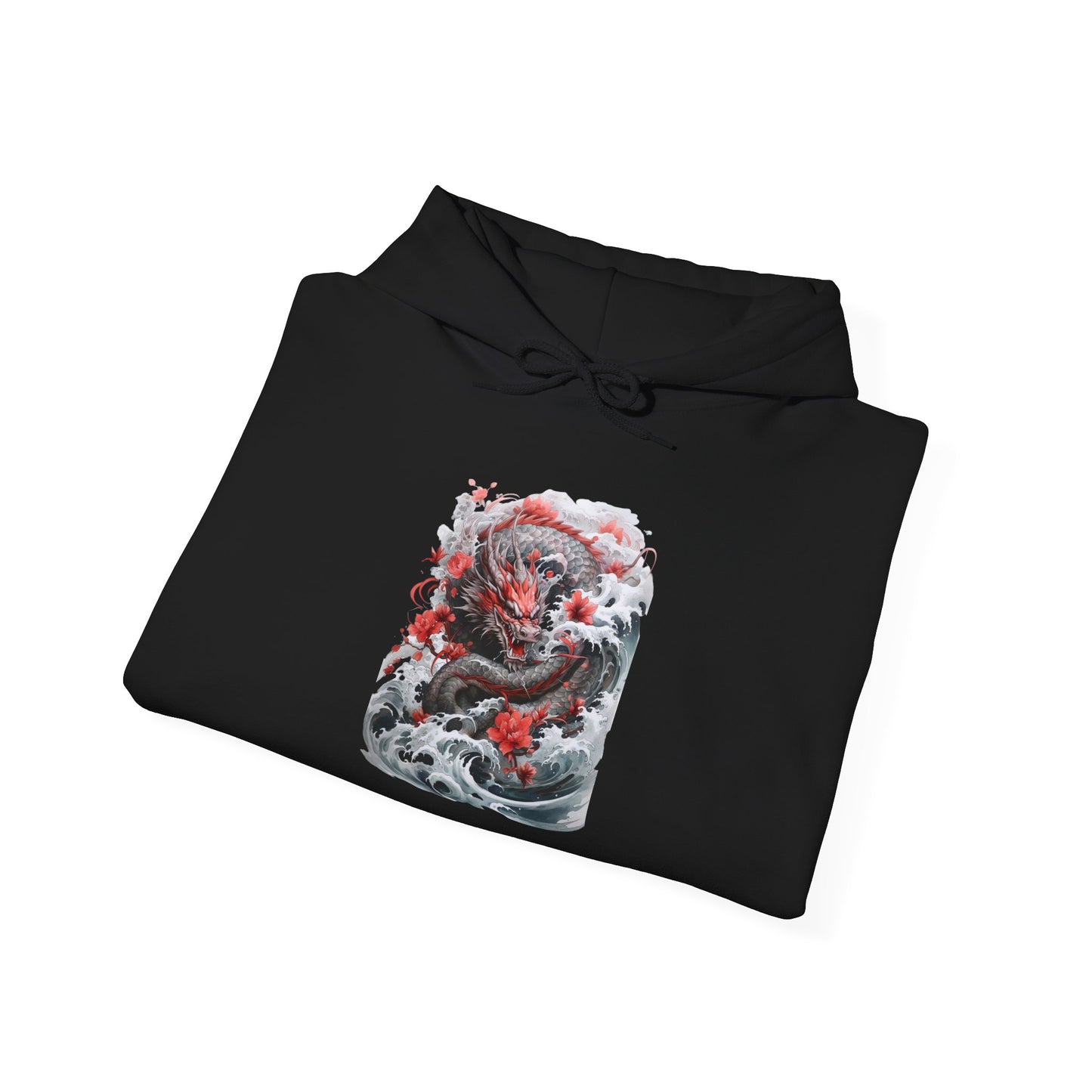 Dragon Wave Hoodie — Japanese Ink Koi Dragon Graphic Hooded Sweatshirt
