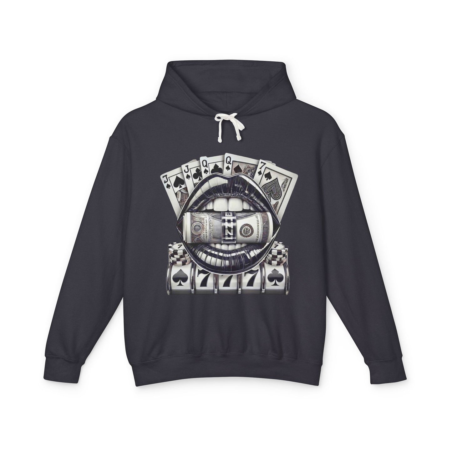 Vintage Casino Vibe Hoodie, Unisex Lightweight Hooded Sweatshirt, Gambling Gift, Poker Night, Casual Streetwear, Fun Fashion