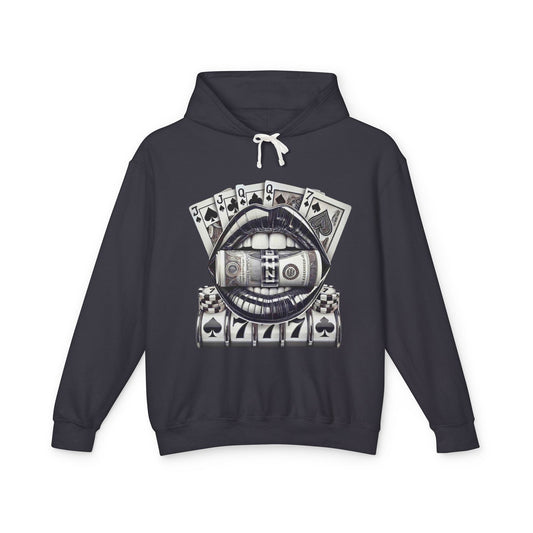 Vintage Casino Vibe Hoodie, Unisex Lightweight Hooded Sweatshirt, Gambling Gift, Poker Night, Casual Streetwear, Fun Fashion