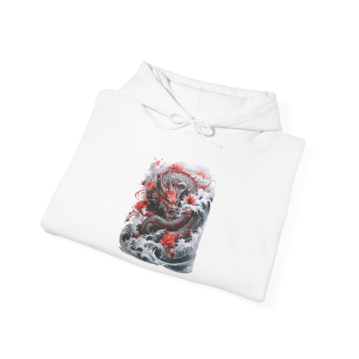 Dragon Wave Hoodie — Japanese Ink Koi Dragon Graphic Hooded Sweatshirt