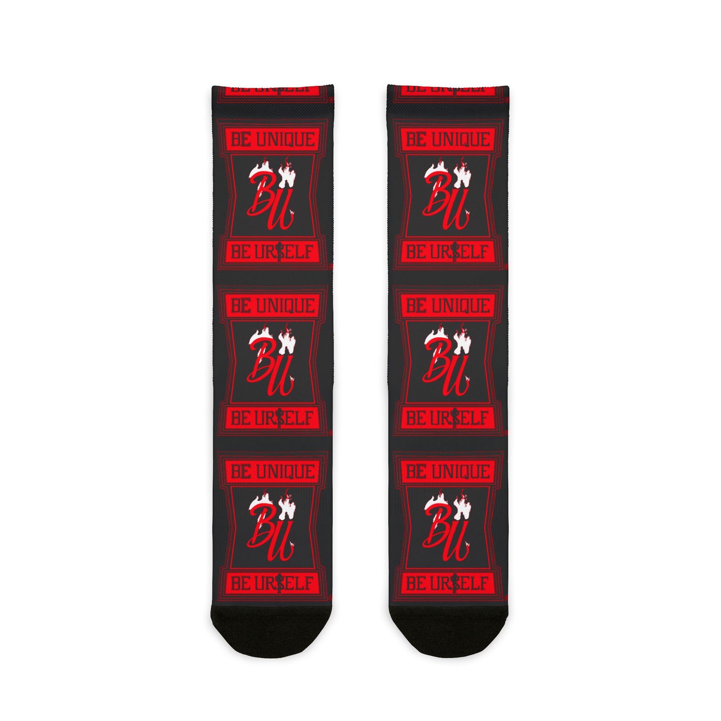 Crew Socks — Red & Black 'Be Unique' Graphic Socks