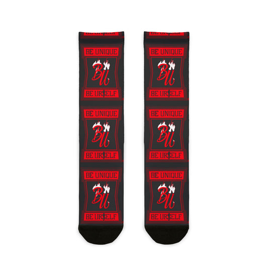 Crew Socks — Red & Black 'Be Unique' Graphic Socks