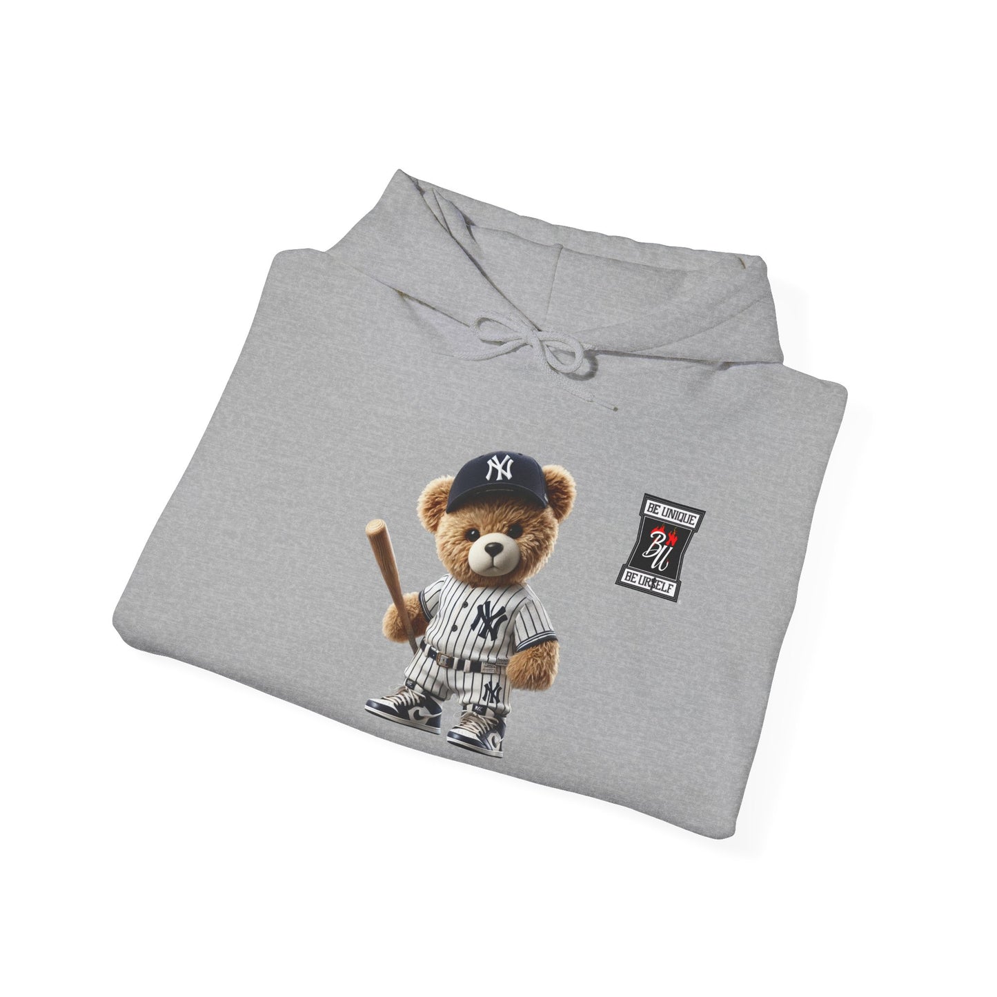 Baseball Teddy Hoodie — Cute Batting Bear Pullover for Fans