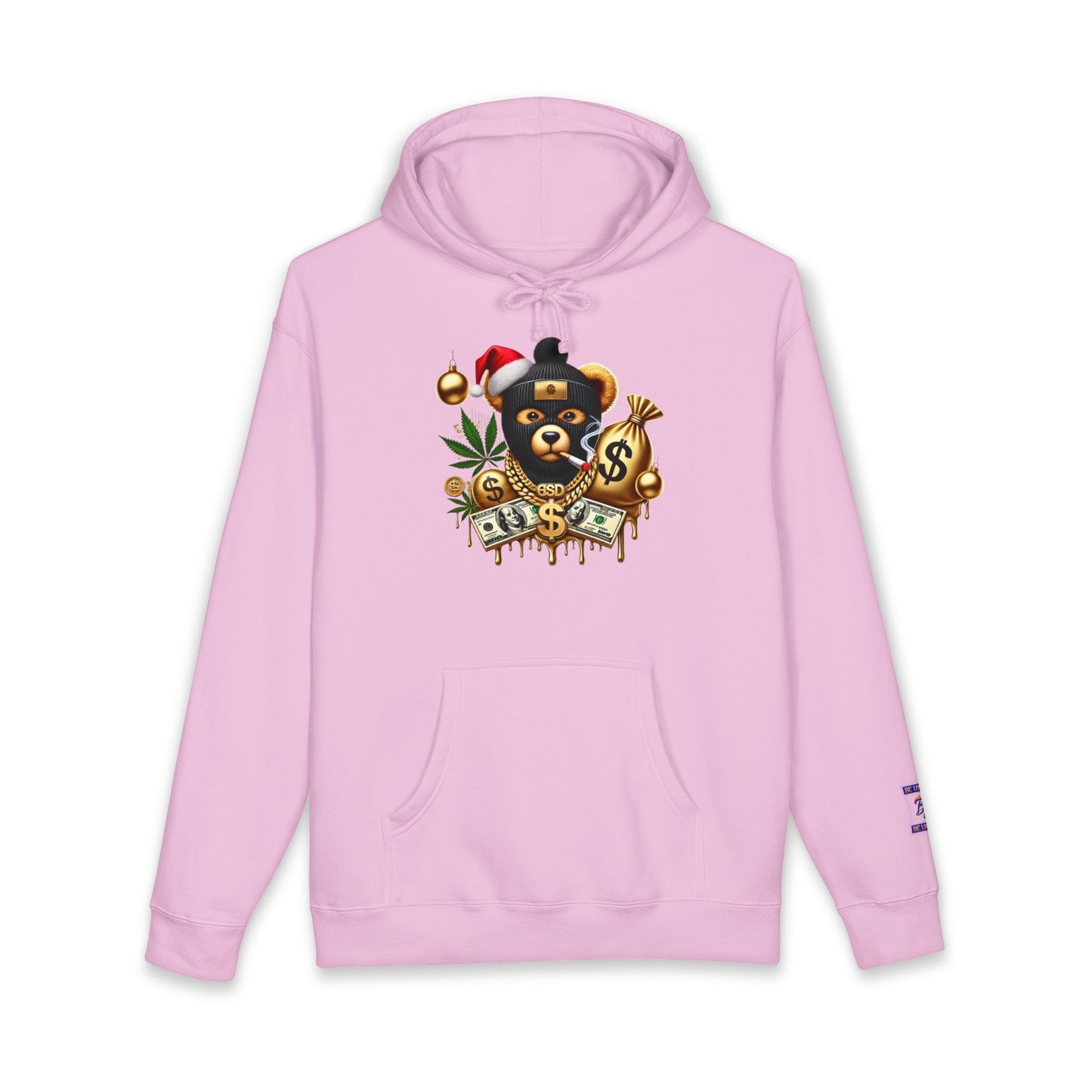 Festive Bear Hoodie: Unisex Heavyweight Sweatshirt with Holiday Vibe, Bear Design, Christmas Gift, Cozy Attire, Streetwear Style
