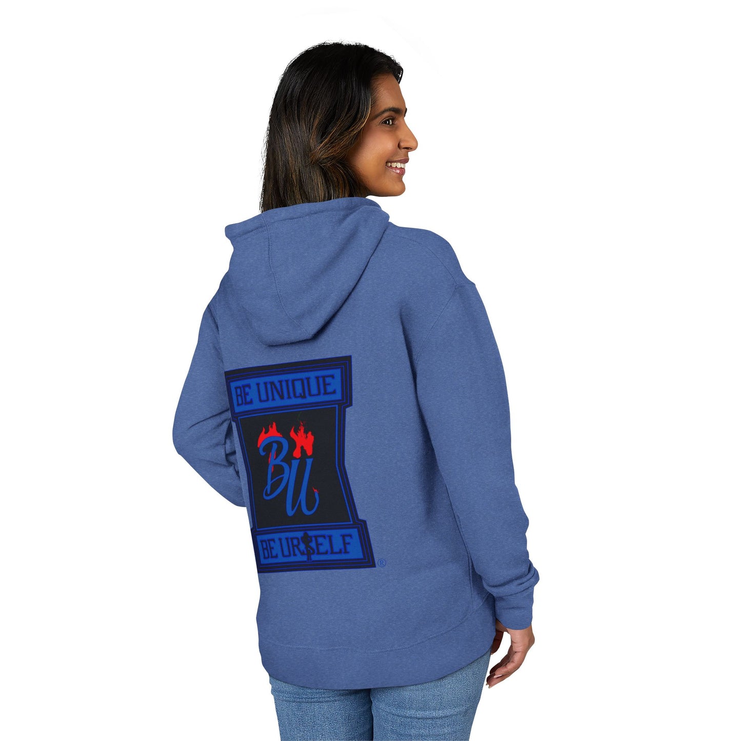 Hoodie — Be Unique Be Urself Blue Flame Graphic Hooded Sweatshirt