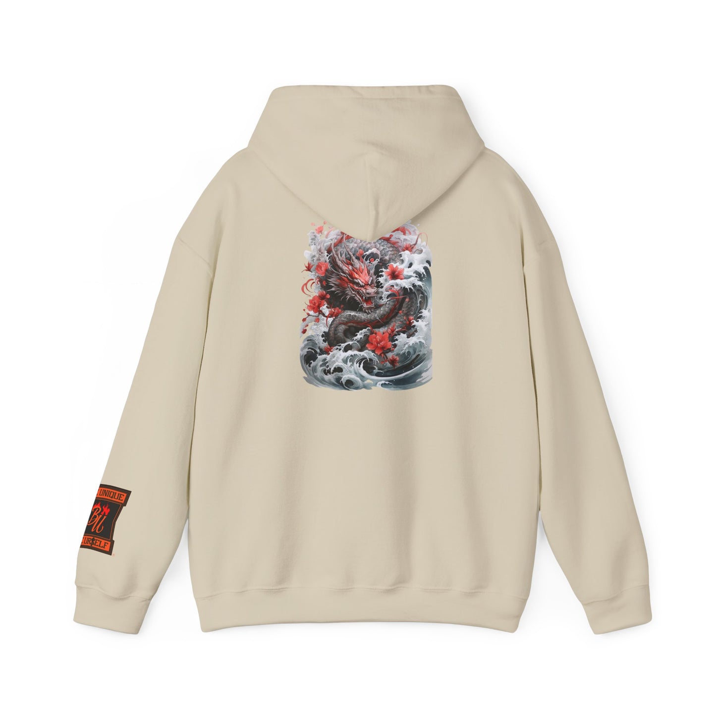 Dragon Wave Hoodie — Japanese Ink Koi Dragon Graphic Hooded Sweatshirt