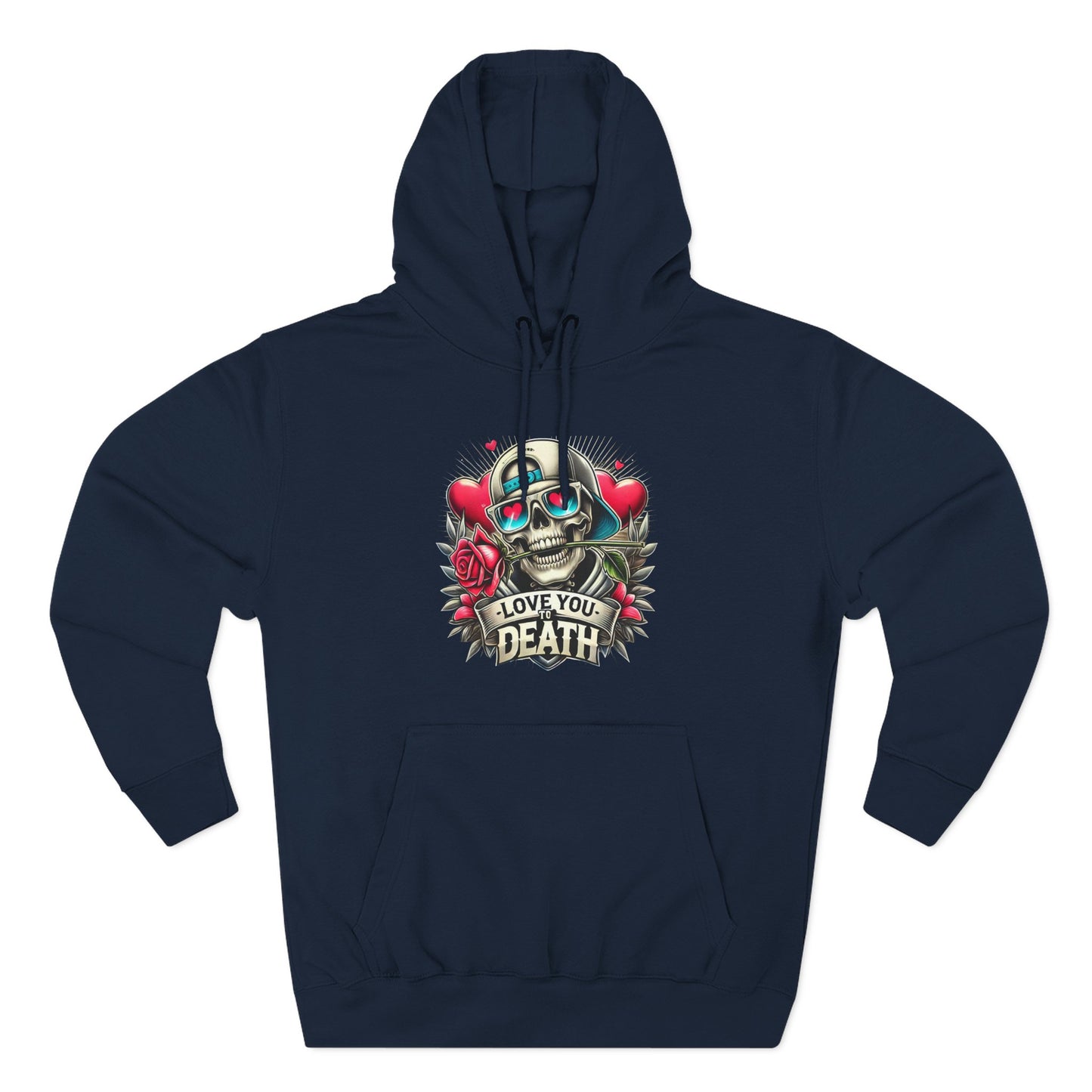 Gothic Love Death Hoodie - Three-Panel Fleece Sweatshirt