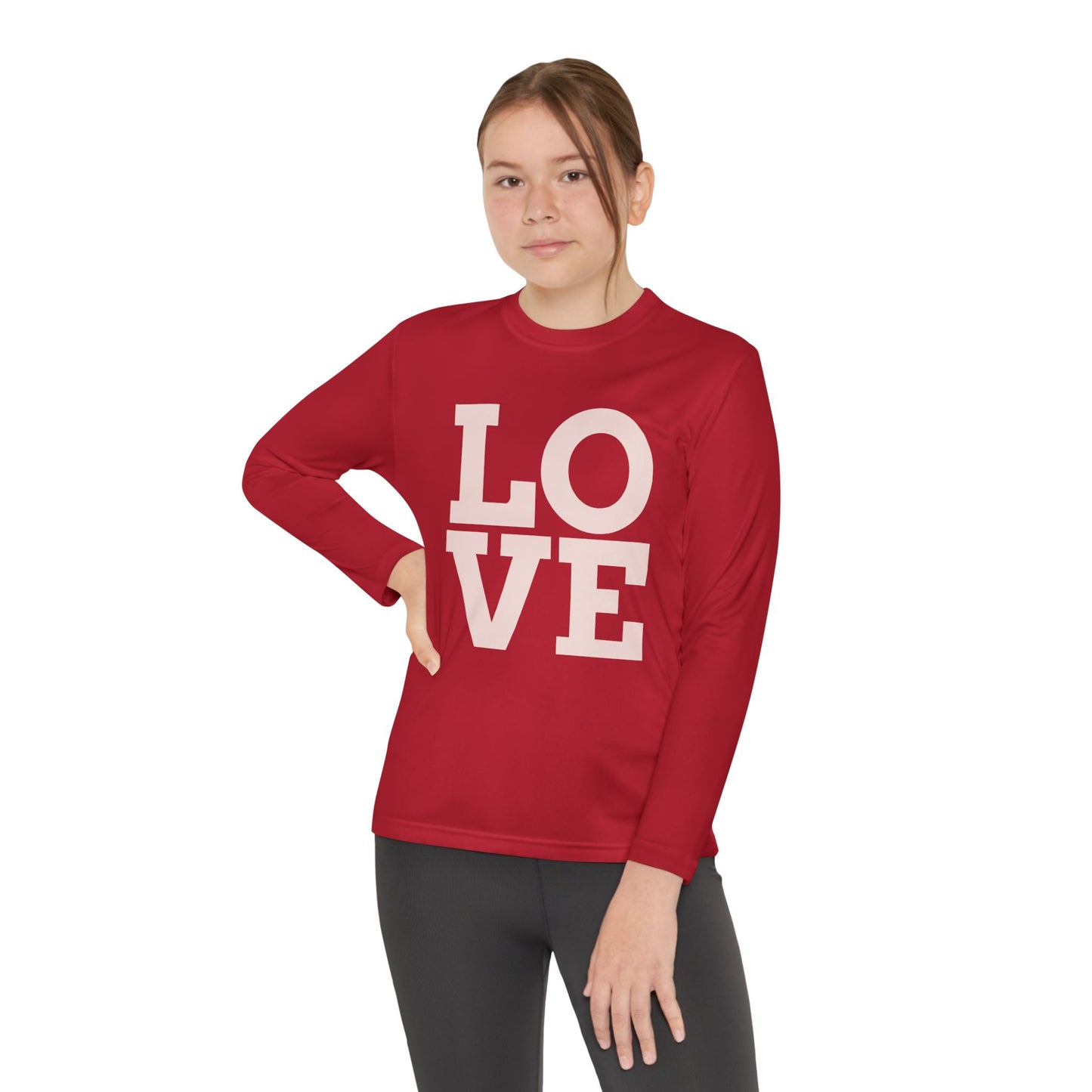 Youth Long Sleeve Love Competitor Tee | Cute Kids Shirt, Gift for Teens, Unique Style Tee, Birthday Present, Be Yourself Wear