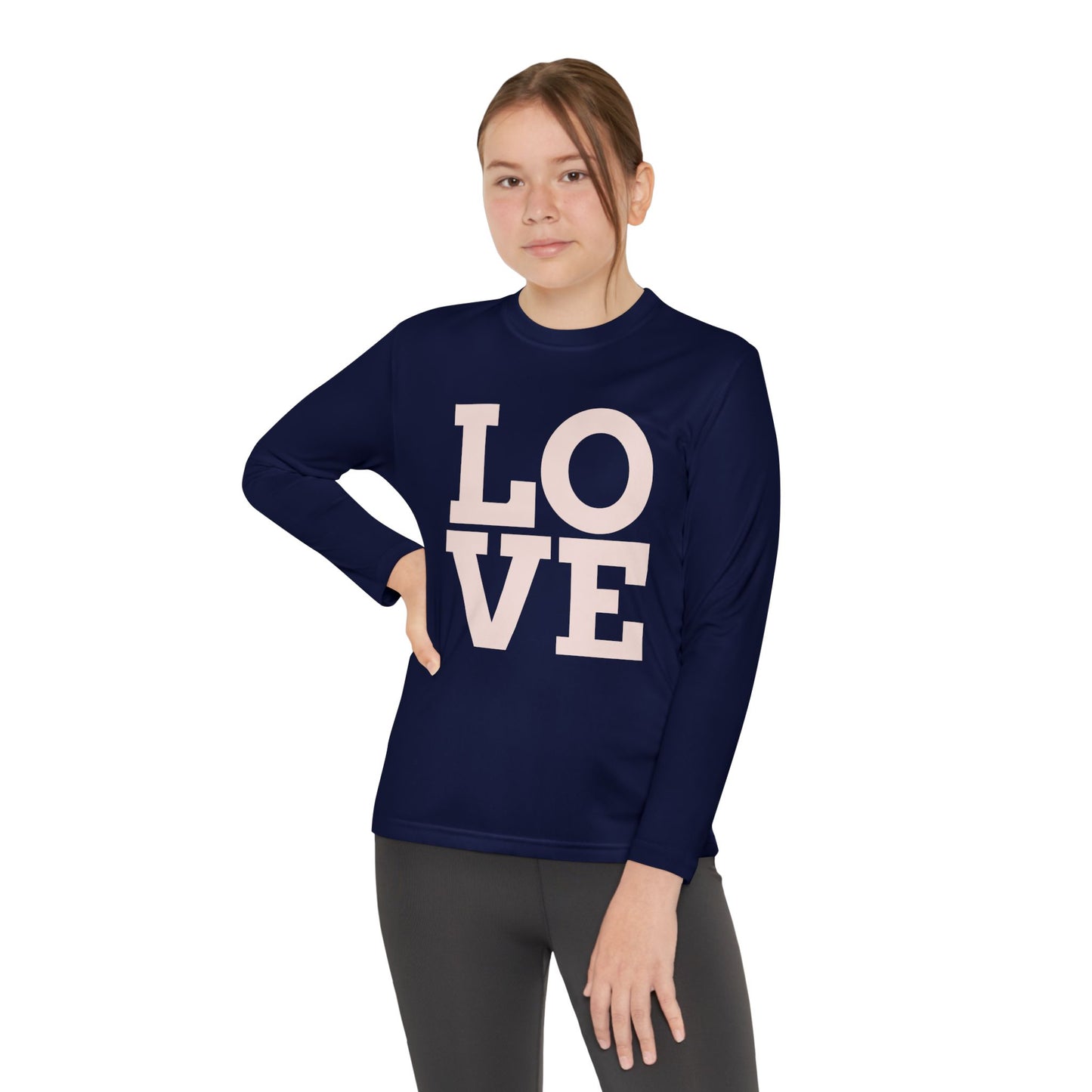 Youth Long Sleeve Love Competitor Tee | Cute Kids Shirt, Gift for Teens, Unique Style Tee, Birthday Present, Be Yourself Wear