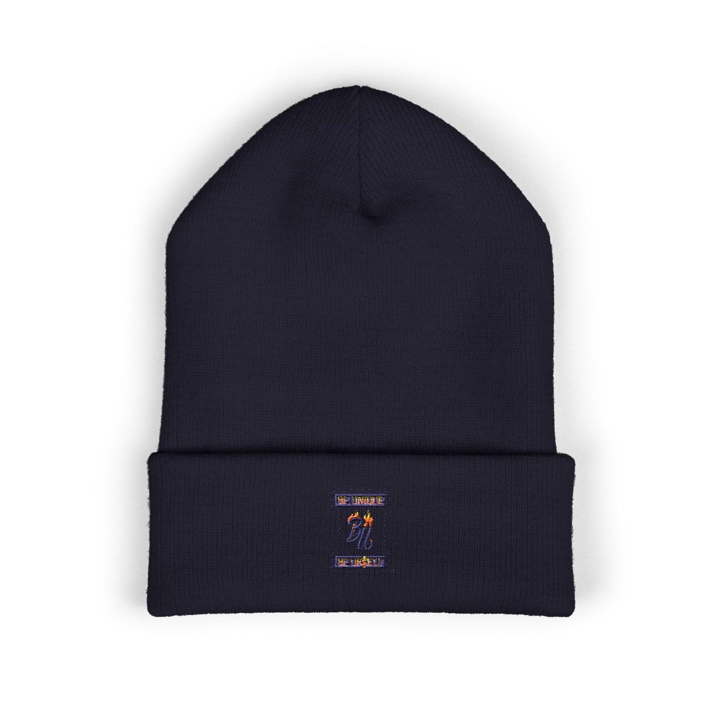 Classic Cuffed Beanie with Bold Embroidery, Cozy Winter Hat, Stylish Knit Cap, Perfect Gift for Her, Unisex Beanie