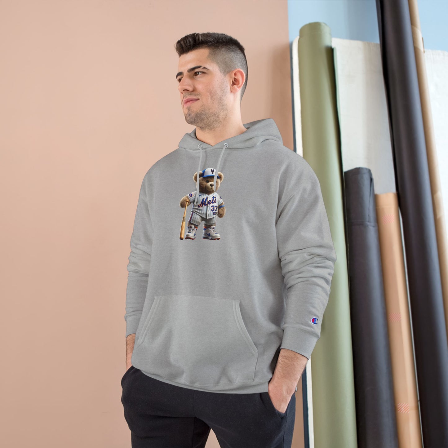 Cute Sports Bear Hoodie, Cozy Sweatshirt, Gift for Sports Fans, Casual Wear, Unisex Champion Hoodie, Birthday Present, Animal Lover Apparel