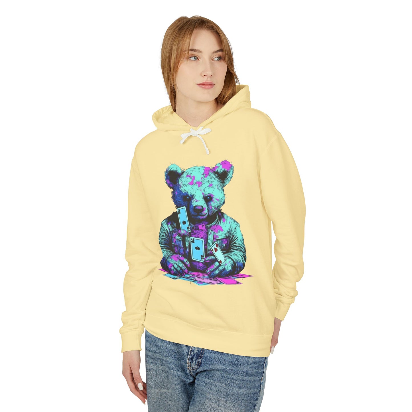 Colorful Bear Graphic Hoodie for Trendy Casual Wear
