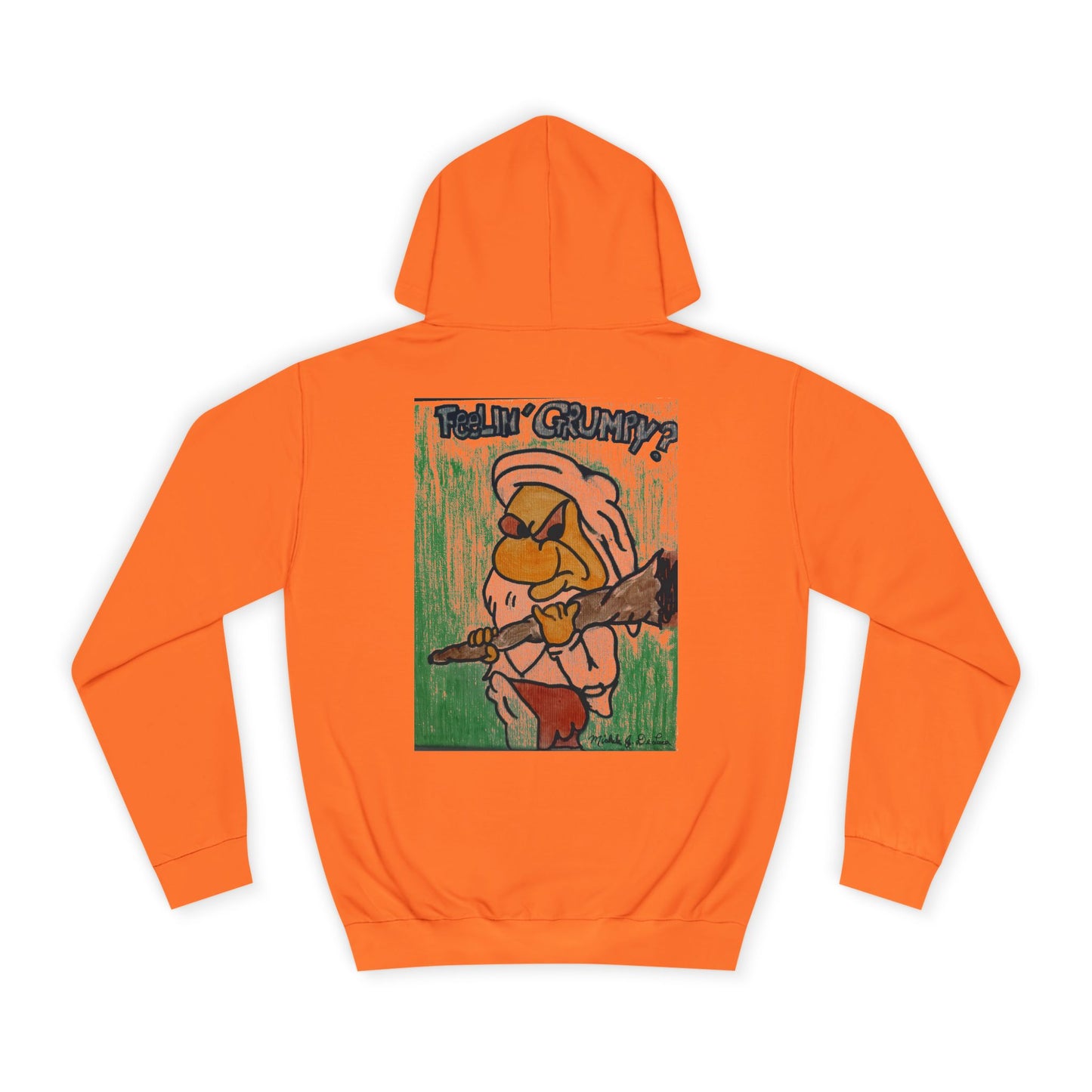 Grumpy Cartoon College Hoodie, Unisex Apparel for Students, Cozy Gift for School, Funny Pullover Sweatshirt, Hooded Sweatshirt