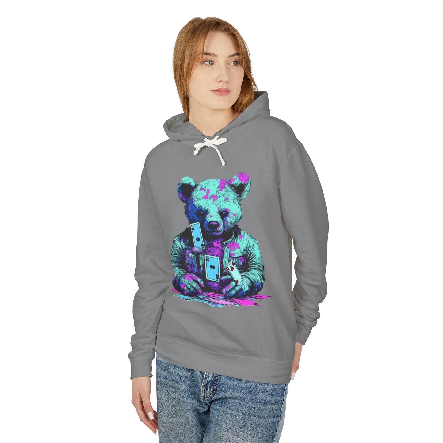 Colorful Bear Graphic Hoodie for Trendy Casual Wear
