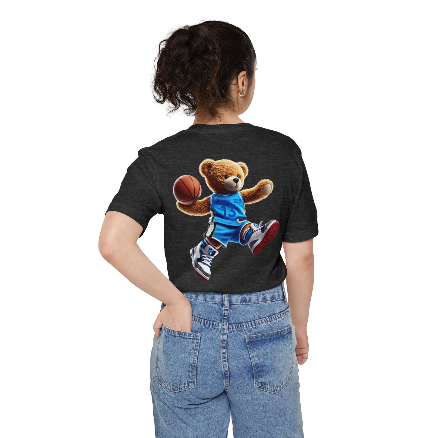 Fun Basketball Bear Pocket T-shirt, Casual Tee for Sports Lovers, Gifts for Him, Unisex Streetwear, Summer Essentials