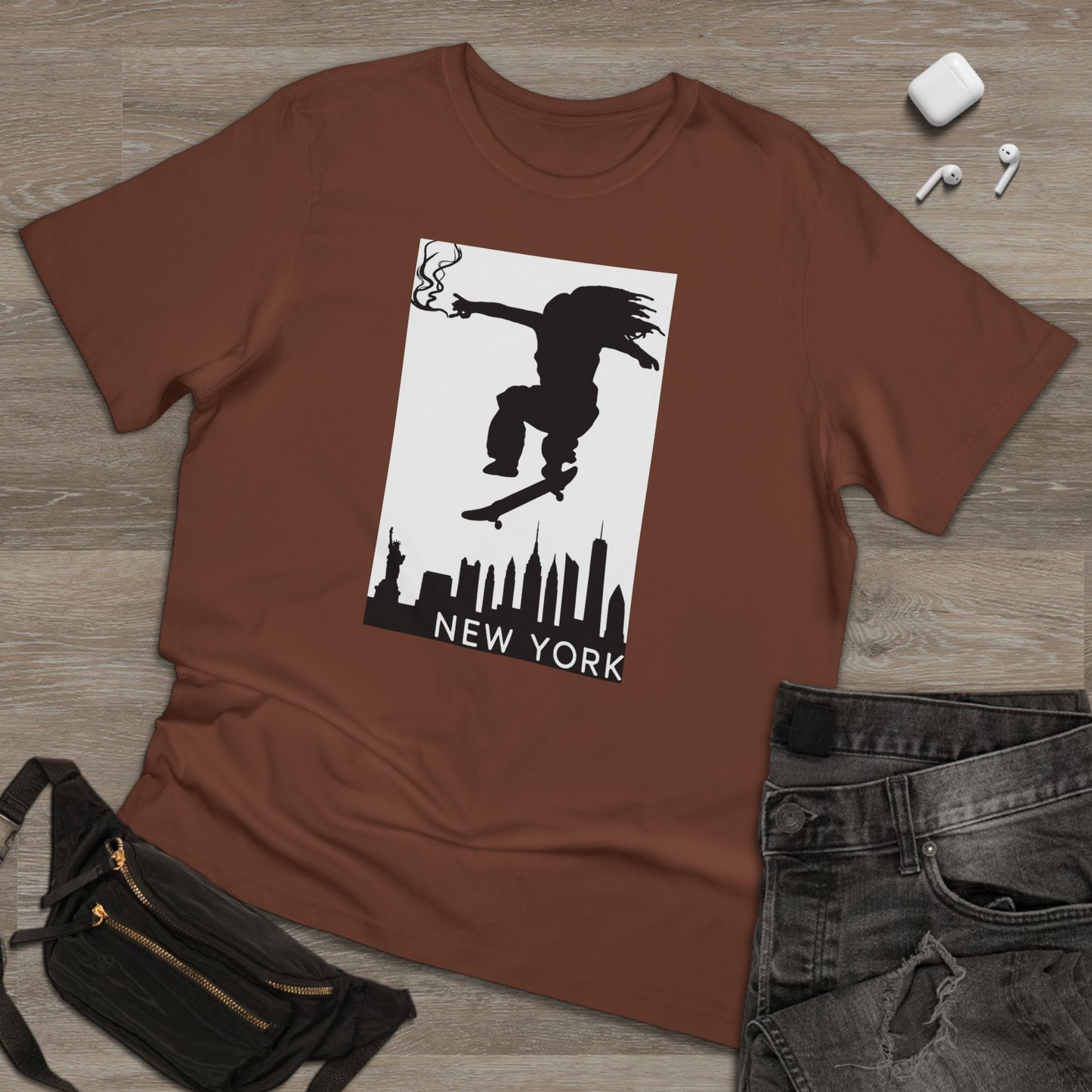 New York City Skater T-shirt, Urban Style Tee, Streetwear Shirt, Skateboarder Apparel, NYC Vibes Fashion
