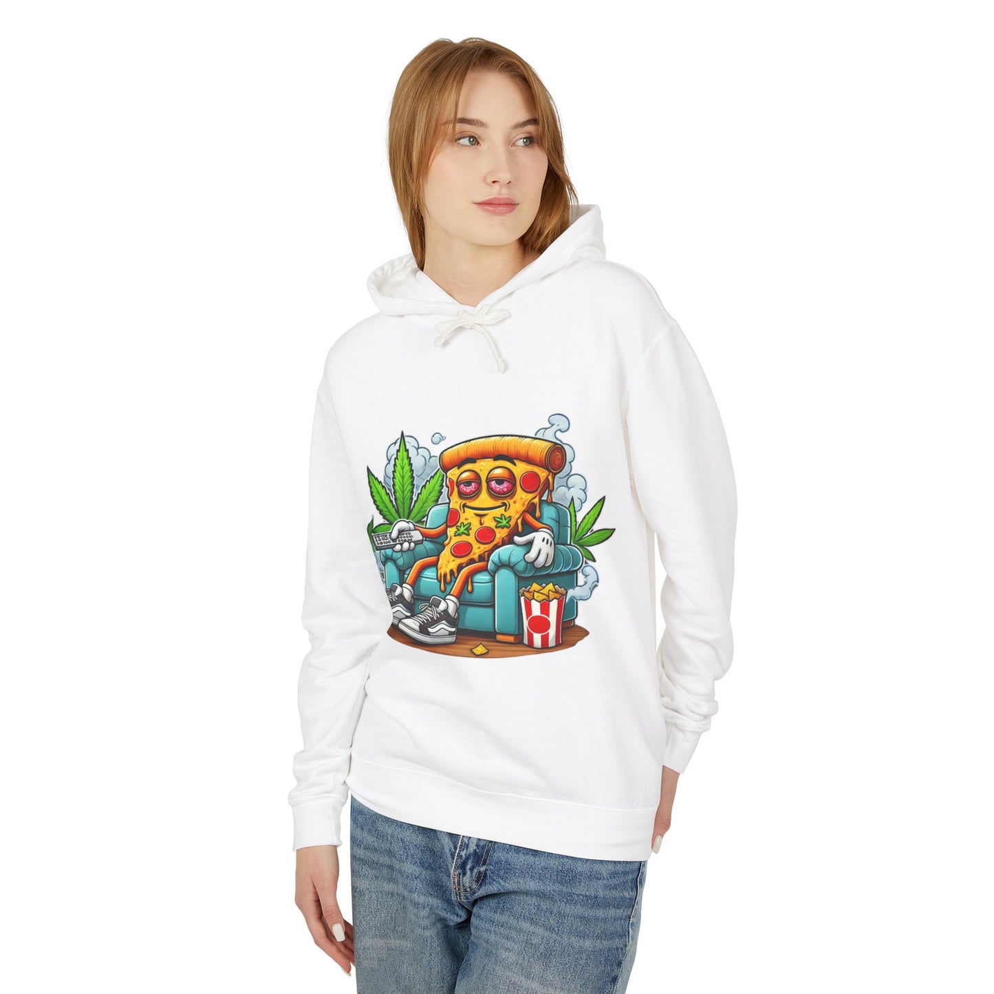 Chill Pizza Vibes Hoodie, Unisex Hooded Sweatshirt, Relaxed Pizza Lover Gift, Stoner Apparel, Weekend Comfort Wear