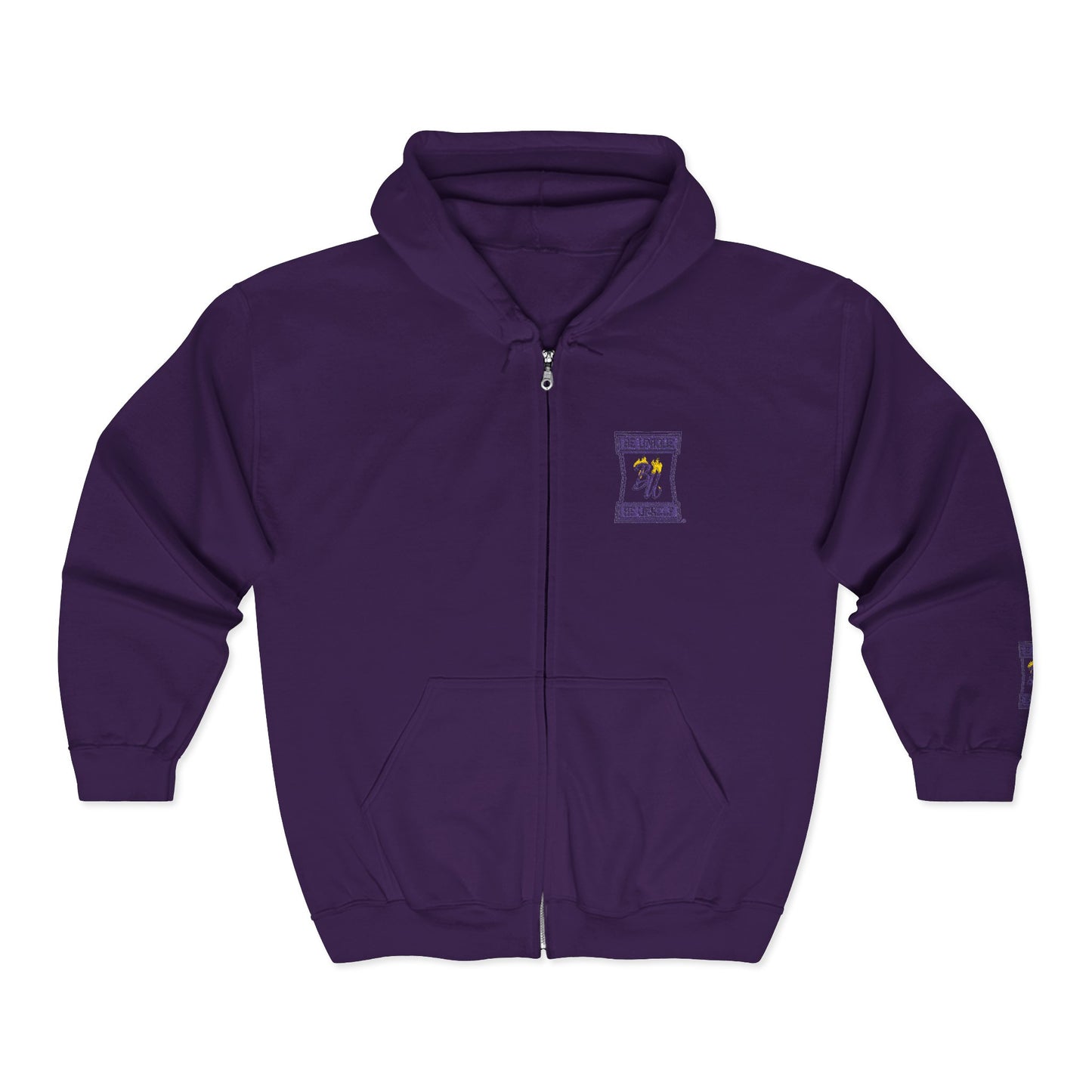 Tarot Cat Zip Hoodie — "The High Priestess" Minimal Chest & Sleeve Design
